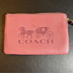 Coach corner zip wristlet with Horse and Brand embossed